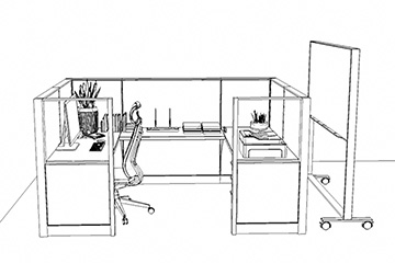 Workstation black and white rendering